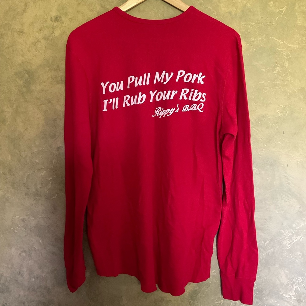 American Apparel Rippy’s BBQ Nashville Waffle Knit Souvenir Henley Tee